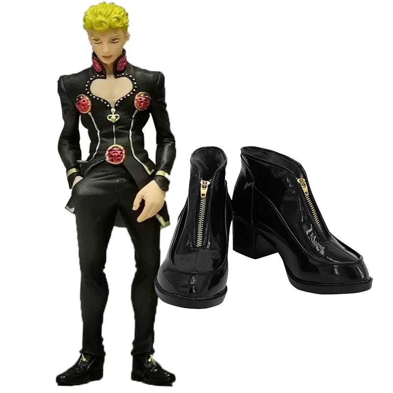 JoJo's Bizarre Adventure Giorno Giovanna Black Cosplay Shoes - Image 2