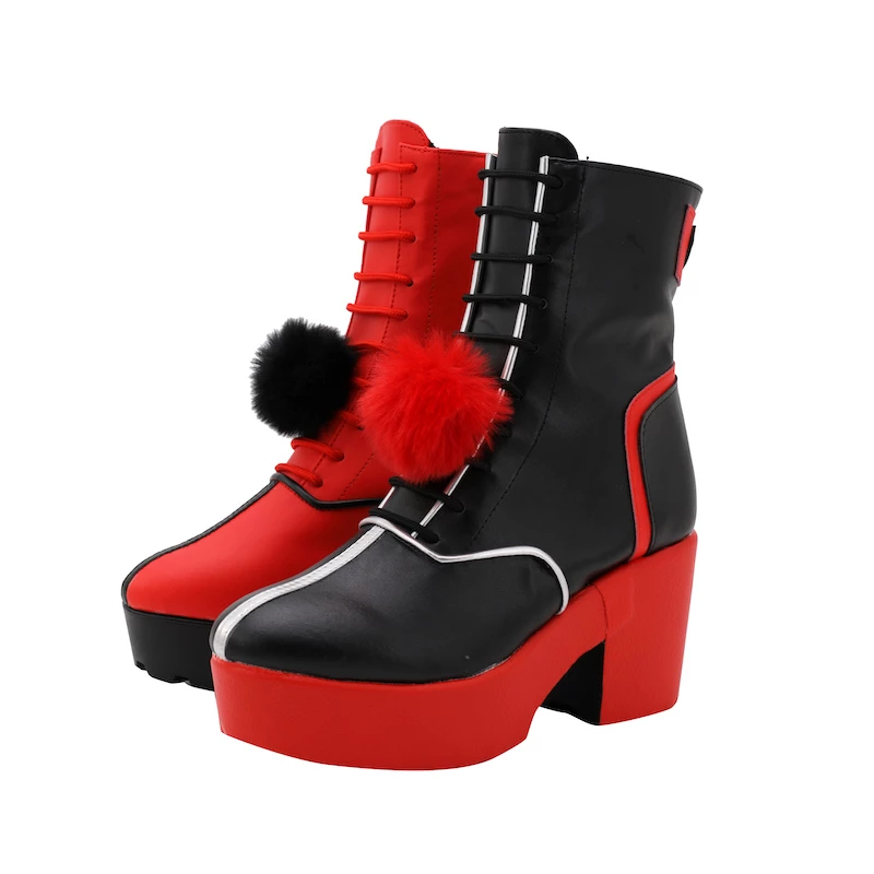 Harley Quinn Red Black And White Statue Cosplay Shoes - Image 3