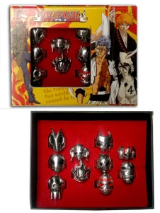 Bleach Alloy 10 Piece Anime Ring Set