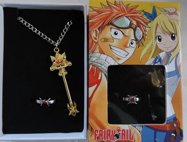 Fairy Tail Anime Necklace Ring Set