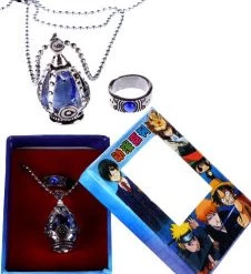 Blue Puella Magi Madoka Magica Alloy Cosplay Ring Necklace Set