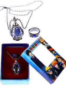 Blue Puella Magi Madoka Magica Alloy Cosplay Ring Necklace Set