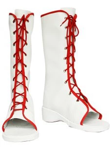 White Naruto Haruno Sakura Imitated Leather Rubber Cosplay Boots