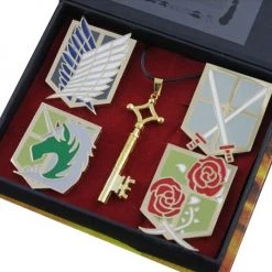 Gold Attack On Titan Breastpin And Necklace Set