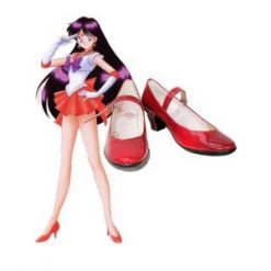 Sailor Moon Sailor Mars Raye Hino Imitation Leather Cosplay Shoes