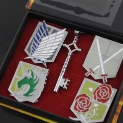 Silver Attack On Titan Breastpin And Necklace Set